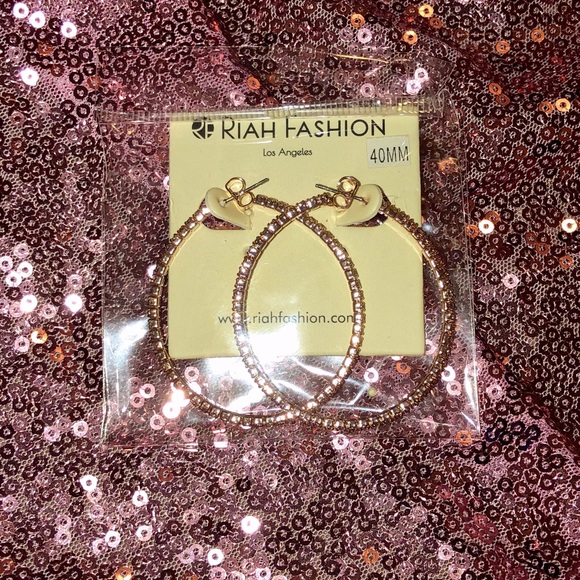 💎40mm Rose Gold Rhinestone Hoops💎 - Picture 5 of 5